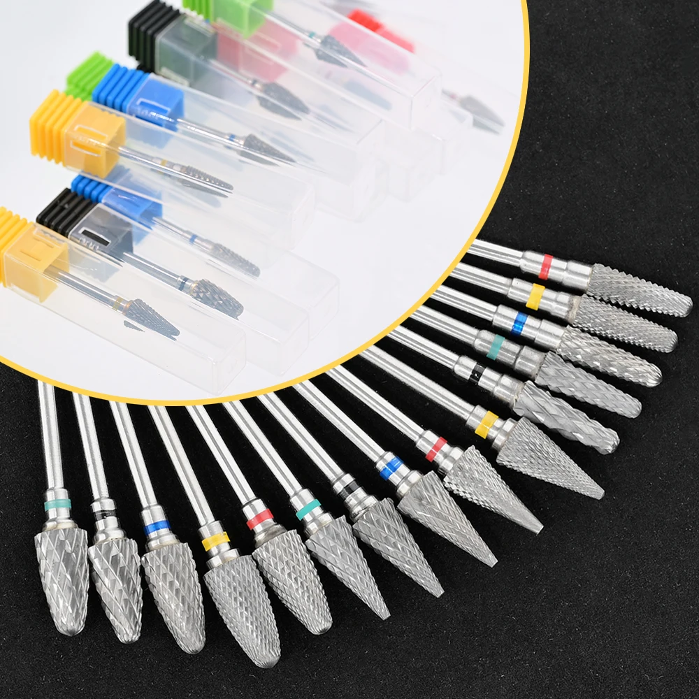 1 st Carbide Wolfraam Nail Boor Draaien Burr Frezen Nail Cutter Bits Manicure Nagelvijlen Buffer Nail Art Accessoire gereedschap TH8