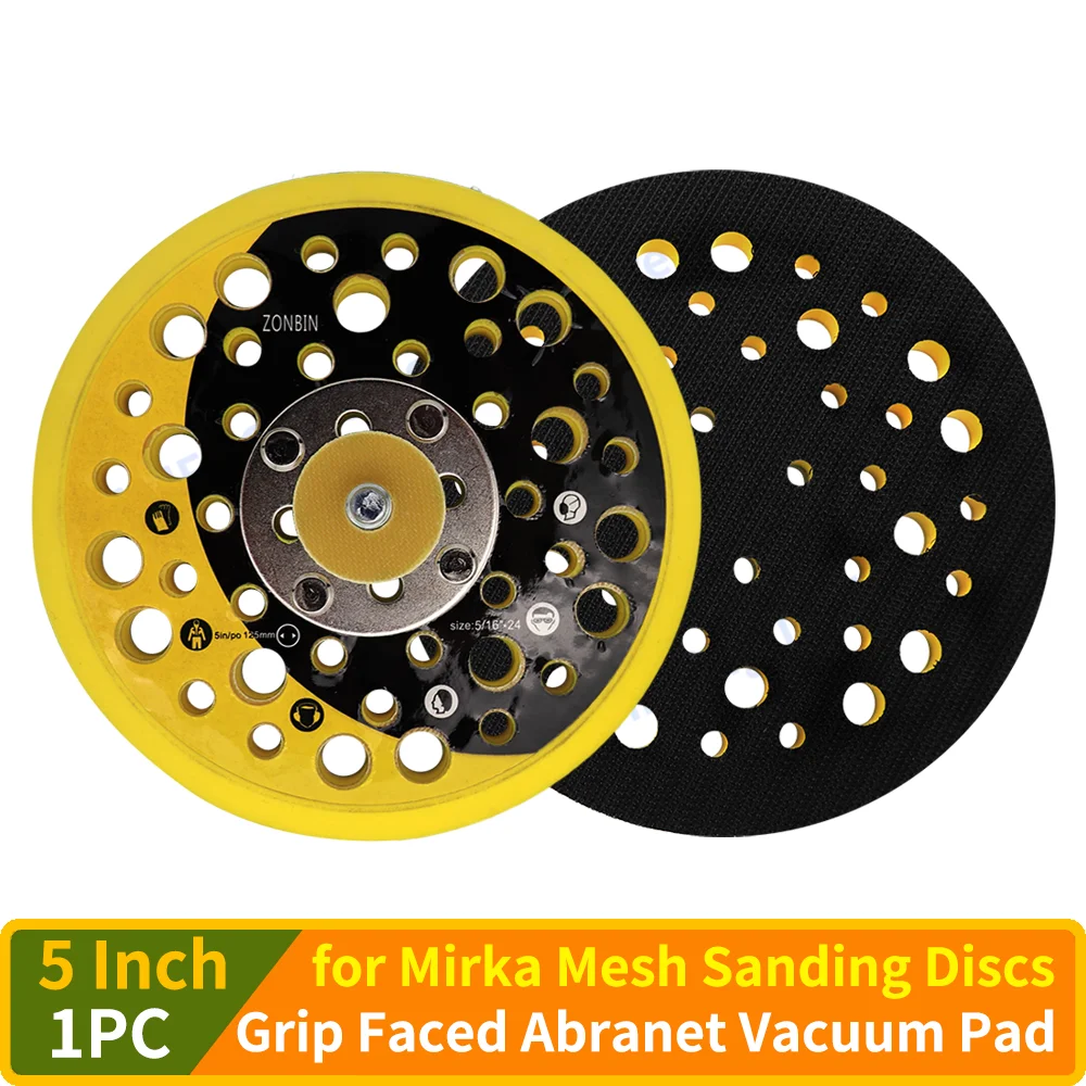 1PC 125mm 5 Inch Hook and Loop Grip Faced Vacuum Pad with 5/16\