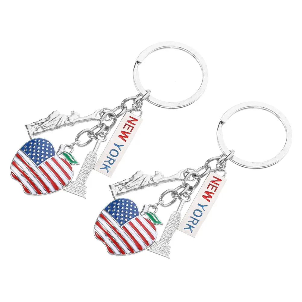 

2 Pcs Statue of Liberty Key Chain Handbag Pendant Souvenir Cute Keychain Zinc Alloy