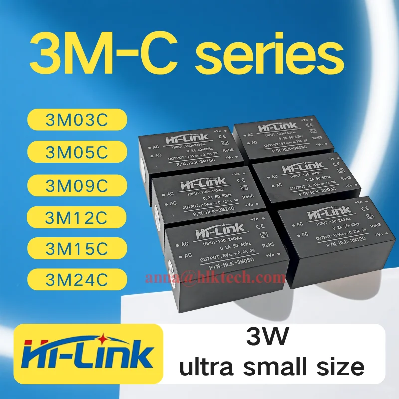 

HI-LINK 5 шт. Бесплатная доставка модуль питания 3 Вт со встроенной схемой EMC 3M03C/3M05C/3M09C/3M12C/3M15C/3M24C