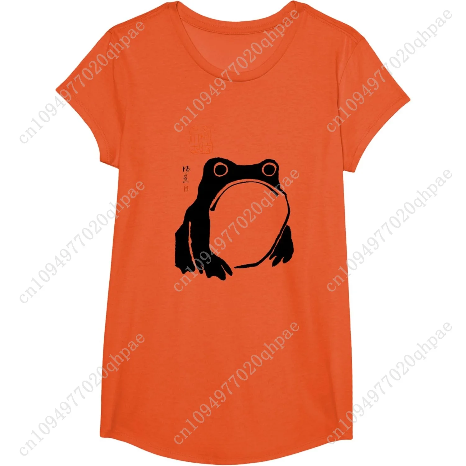 The Art of Print by MCMA - Digitally Enhanced Art Grumpy Frog Japanese Art T-Shirt, Unisex-Adults & Kids, Grey, Small, Short Sle