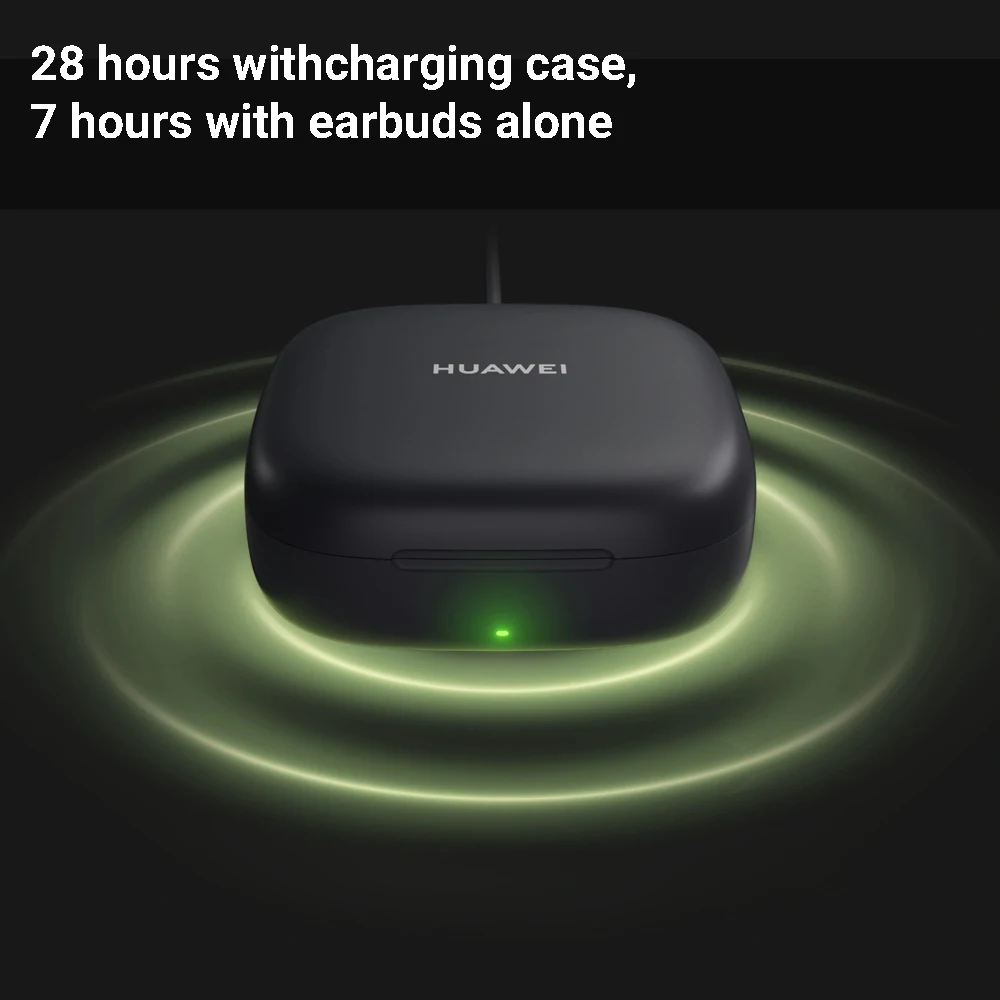 Huawei FreeArc سماعة أذن لاسلكية بتصميم مفتوح ، سماعة أذن لاسلكية ، سماعة أذن Punchy Bass ، حتى 28 ساعة مع علبة بطارية ، سيليكون سائل صديق للجلد