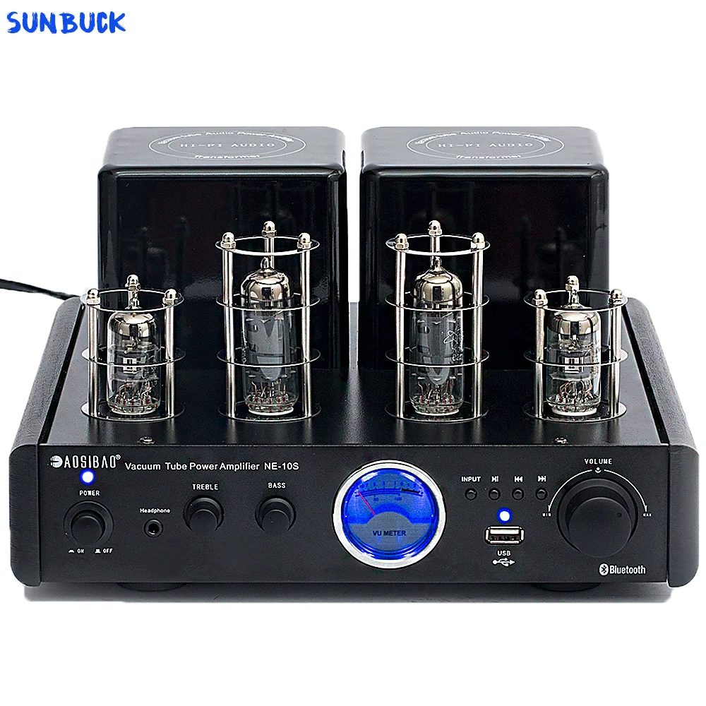 

Sunbuck 2.0 channel bluetooth HIFI Tubes Amplifier vacuum tube 5200 1943 transistor combination Digital Power Amplifier