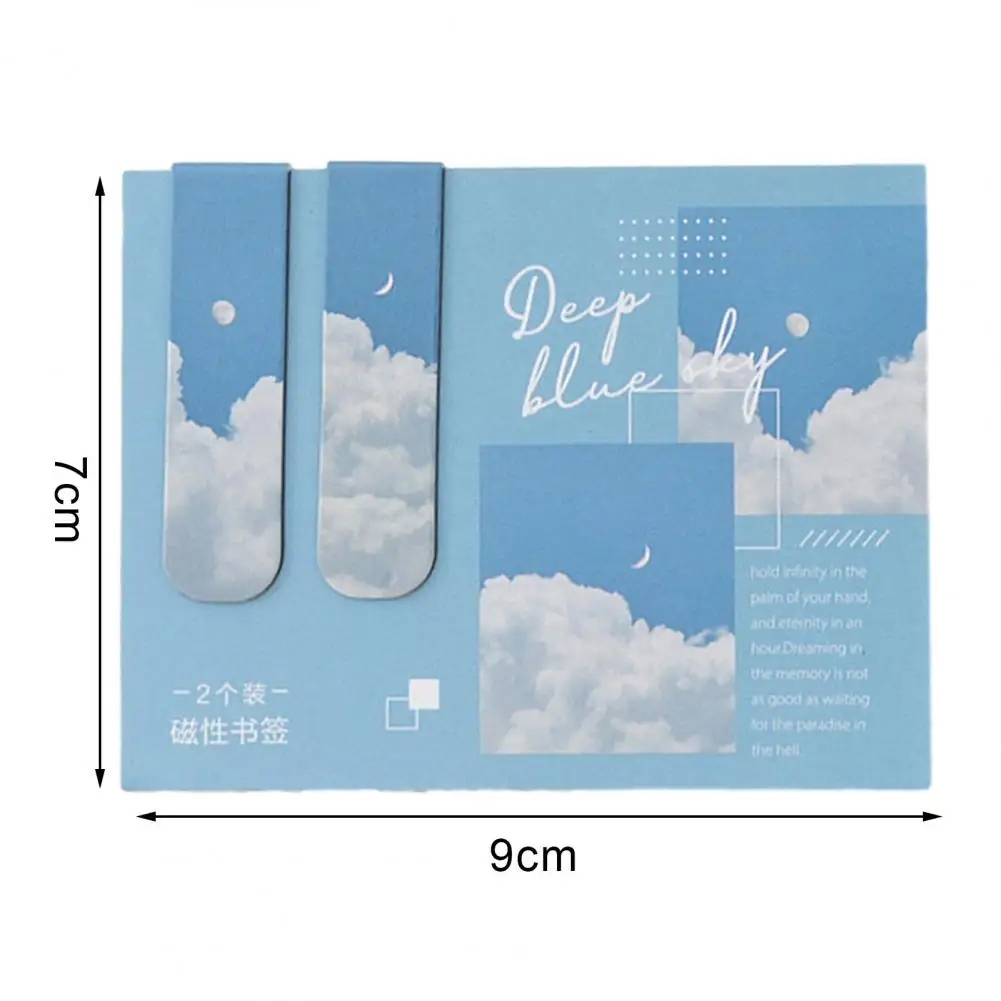 낭만적인 구름 태양 달 자석 북마크, 학생용 책 페이지 거치대, 페이징 마커 자석, 2 개