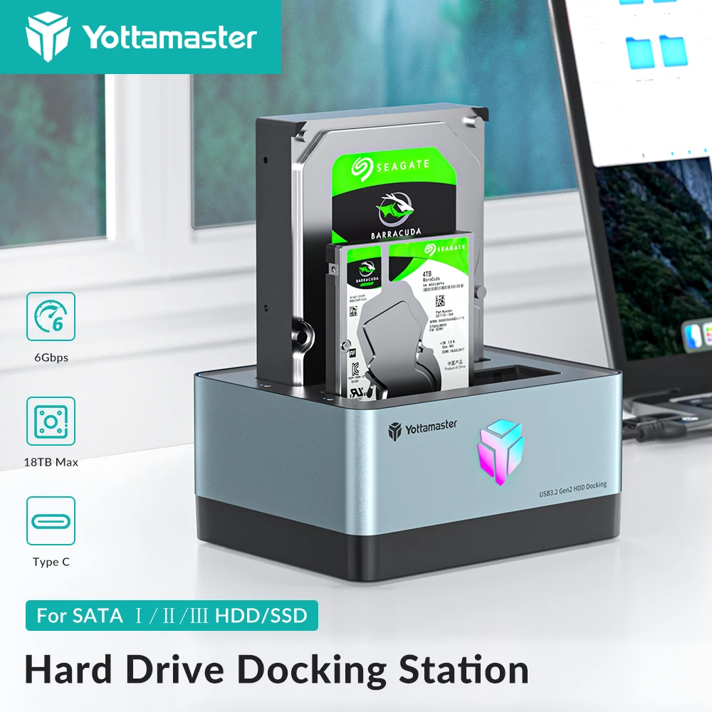 

Yottamaster Dual Bay Hard Disk Docking Station SATA to USB 3.0 HDD Docking Station with Offline Clone for 2.5/3.5 Inch HDD SSD