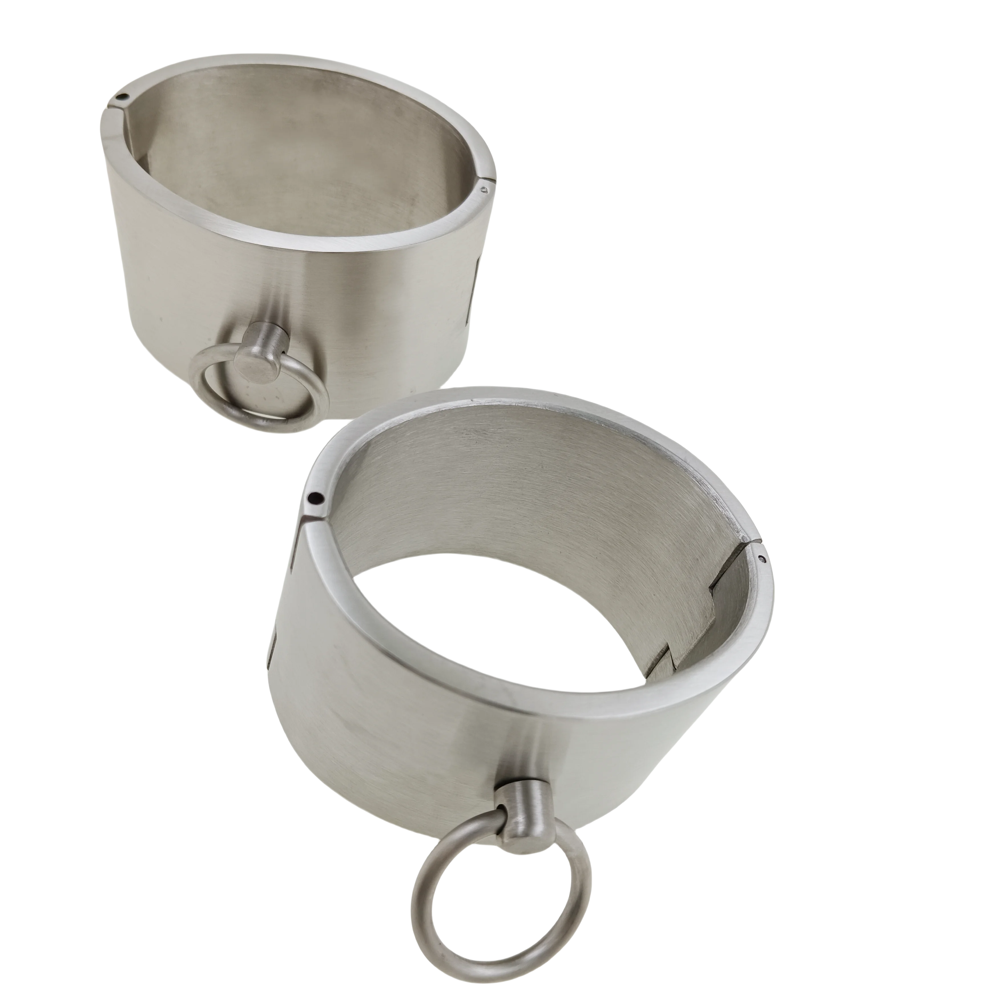 Height 40mm Brushed silver 100% stainless steel wrist ankle cuffs lockable bangle slave bracelets jewelry