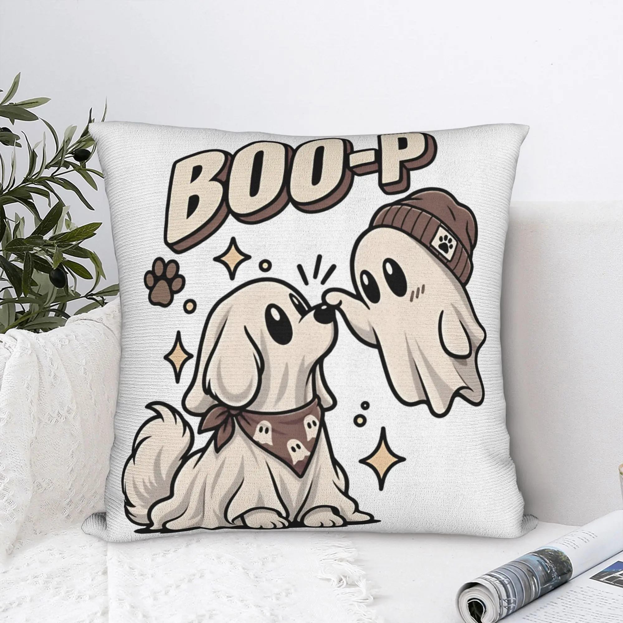 Ghost Dog Boo p Classic Pillow Cover  Funny Pillow Case For Living Room Bed Chair Soft Pillowcases Birthday Gift