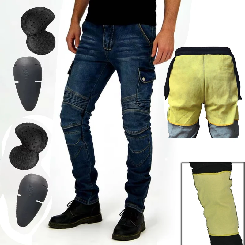 Kevlar Motorcycle Riding Jeans Men Spring Autumn 06 Aramid Premium Wear Resistant Anti Collision Motocross Protective Pants