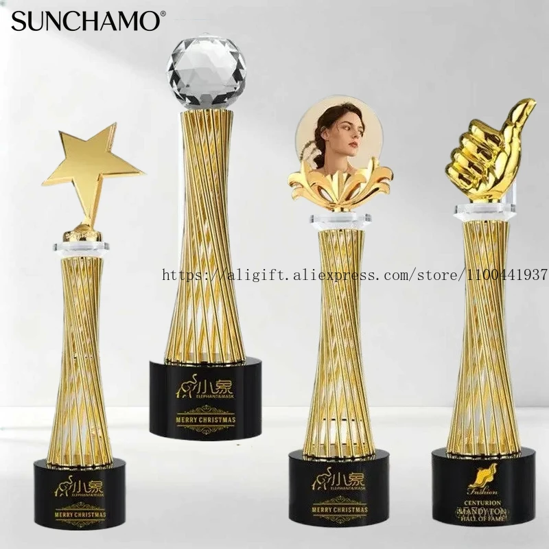 

Индивидуальный металлический трофей с пятиконечной звездой, хрустальная основа, праздничные награды, отличная награда за компания, ежегодное собрание сотрудника, 1 шт.