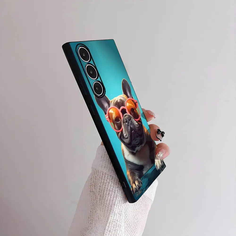 フレンチブルドッグ柄スマホケース Sシリーズ S21 S22 S23 S24 S25 FE Plus Ultra対応 TPU素材 肌に優しいソフトケース