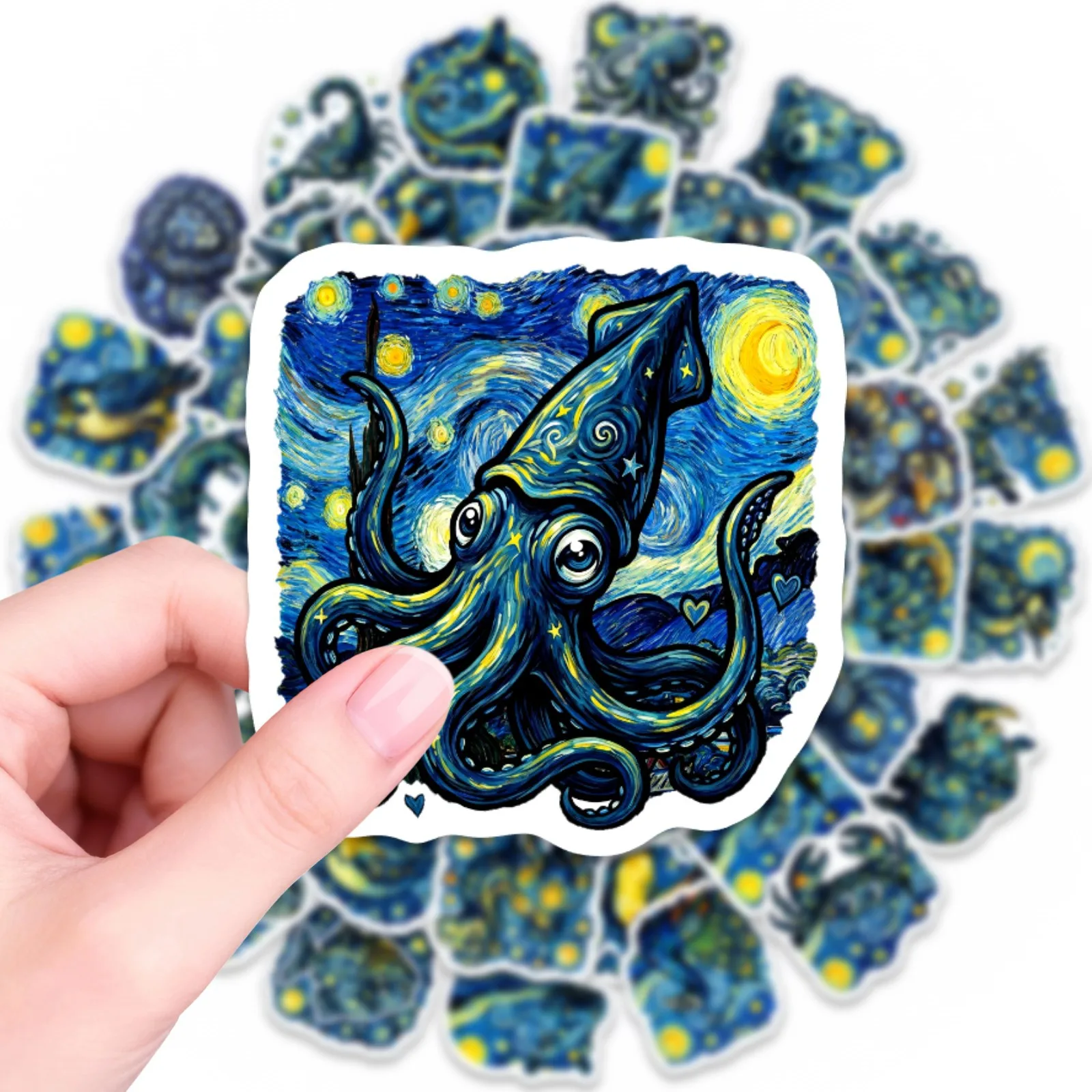 50 Pcs Galaxy Animal Stickers Vintage Art Oil Painting Decorate Phone Laptop Cup Skate File Folder Envelope No Repeat Decals