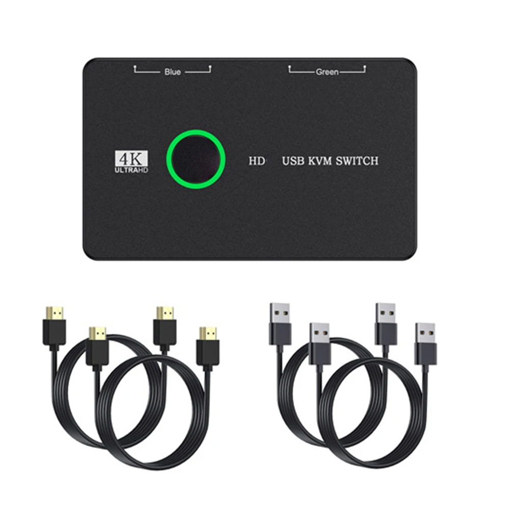 HD KVM Devices Keyboard Mouse Printer KVM Switcher Box Plug and Play USB Switcher Splitter Display Equipment for 2 PC Sharing