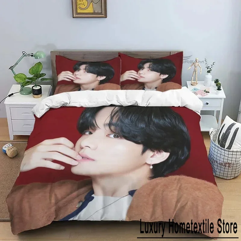 Korean Popular Male Singer Group Jung Kook SUGA Jimin Bedding Set,Duvet Cover Bed Set Quilt Cover Pillowcase,King Queen Size