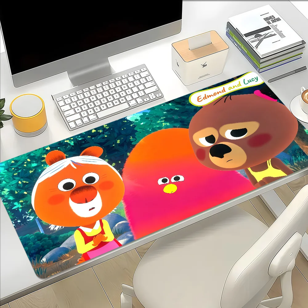 Cartoon Cute Edmond And Lucy Mouse Pad Large Non-slip Lockedge Desktop Computer Desk Mat Keyboard MousePad Office Gamer Student
