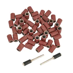 50pcs 320 그릿 드럼 Sanding 밴드 슬리브 + 2pcs Mandrels 샌딩 밴드 전기 미니 앵글 그라인더 샌딩 로타리 도구