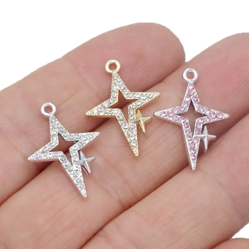 10Pcs Gold Plated Crystal Star Charm Pendant for Jewelry Making Bracelet Necklace DIY Earrings Accessories Craft