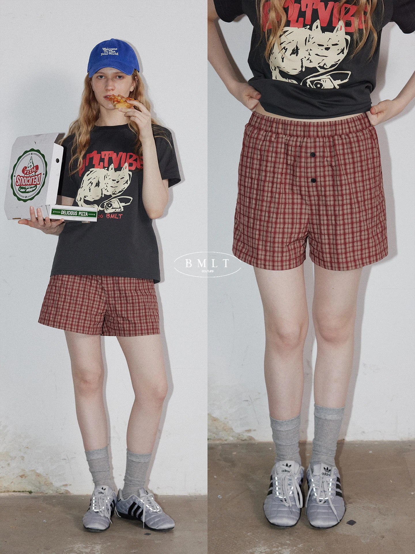 

BMLT Afternoon Tea Break Casual Style Korean College Patterned Loose Women's Shorts Outdoor Wearable Hot Pants Summer 2026