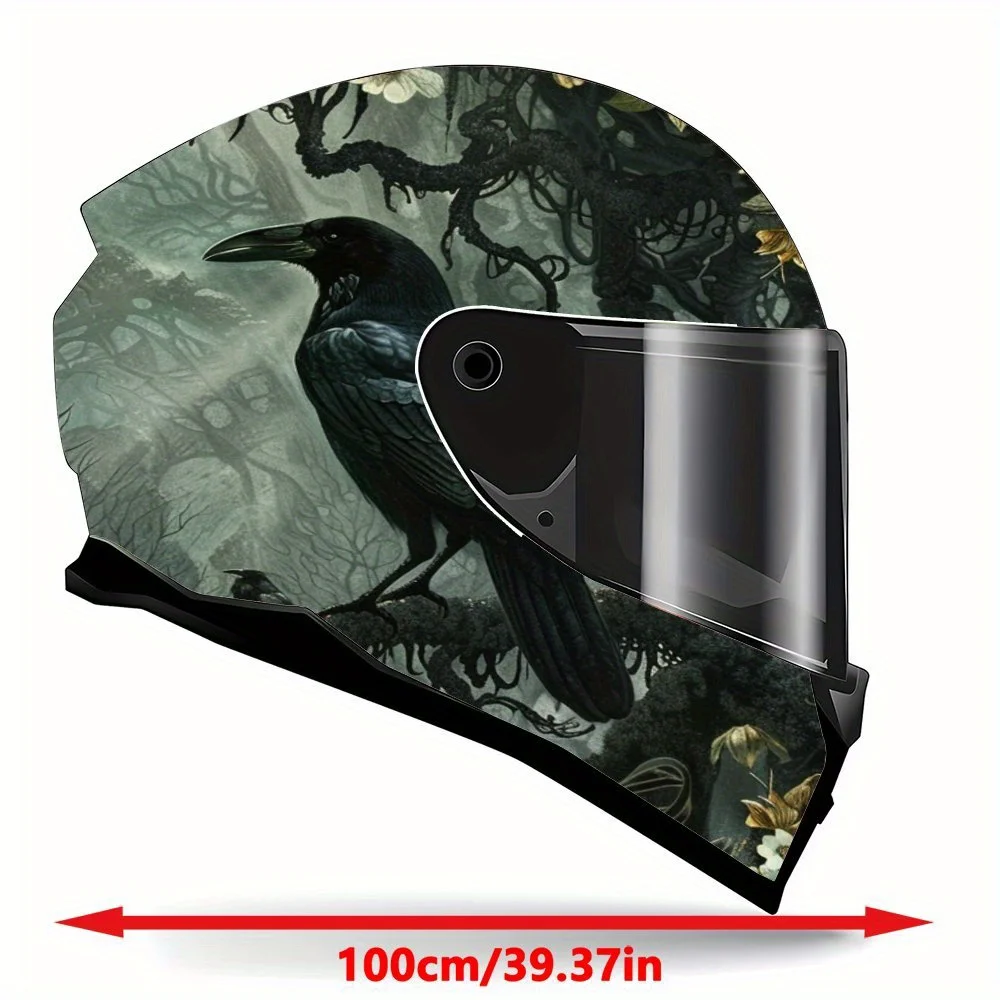 Two Crows in the Forest: A Mysterious Silent Gaze Theme Graphic, Durable PVC Motorcycle Helmet Decal; Aesthetic Sticker Racing M