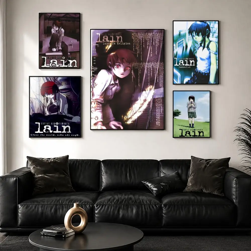 Serial E-Experiments Lain Poster Sticker Self Adhesive for Playroom Bedroom Hallway Home Wall Art Decor Gift