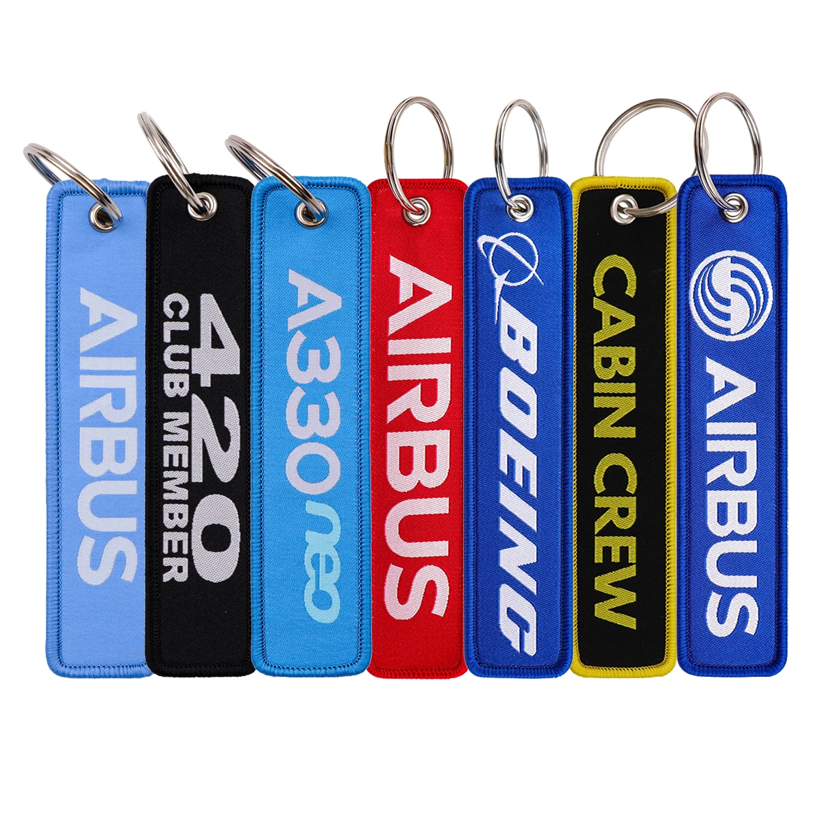 Airline Embroidery Key Fob Air Bus Key Tag For Cars Backpack Keychain Blue and Red Fashion Keyring Accessories Gifts for Friends