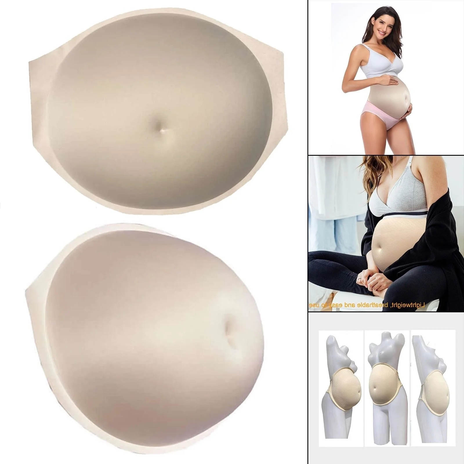 Fake Pregnant Belly Bump Sponge Lightweight False Baby Tummy Lifelike Artificial Skin Color for Advertising Actor Props