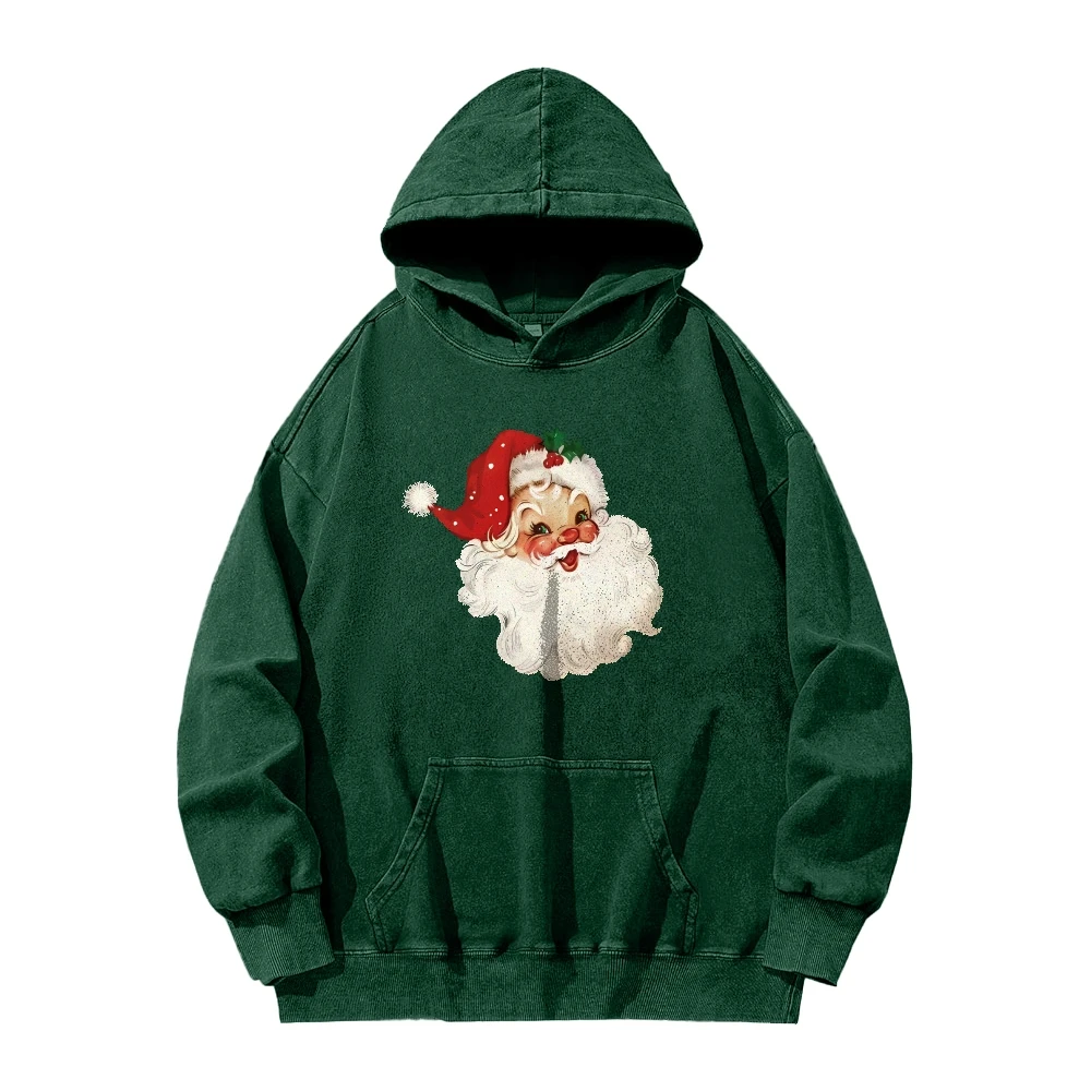 Y2K Style Santa Claus Print Acid Washed Hoodie Unisex Fit Pullover Shirt Tops For Women and Men Hoodie Cheap American Vintage