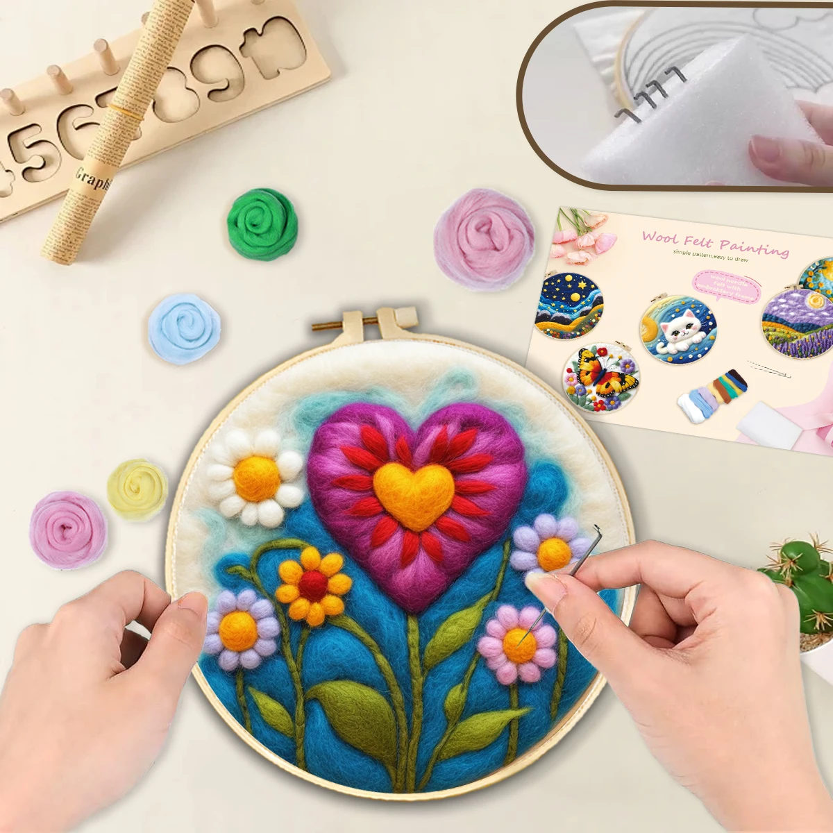 GATYZTORY Love Tree Needle Felting Kit Fruit Home Decoration Adult Hobbies Flower Needle Felting Kits