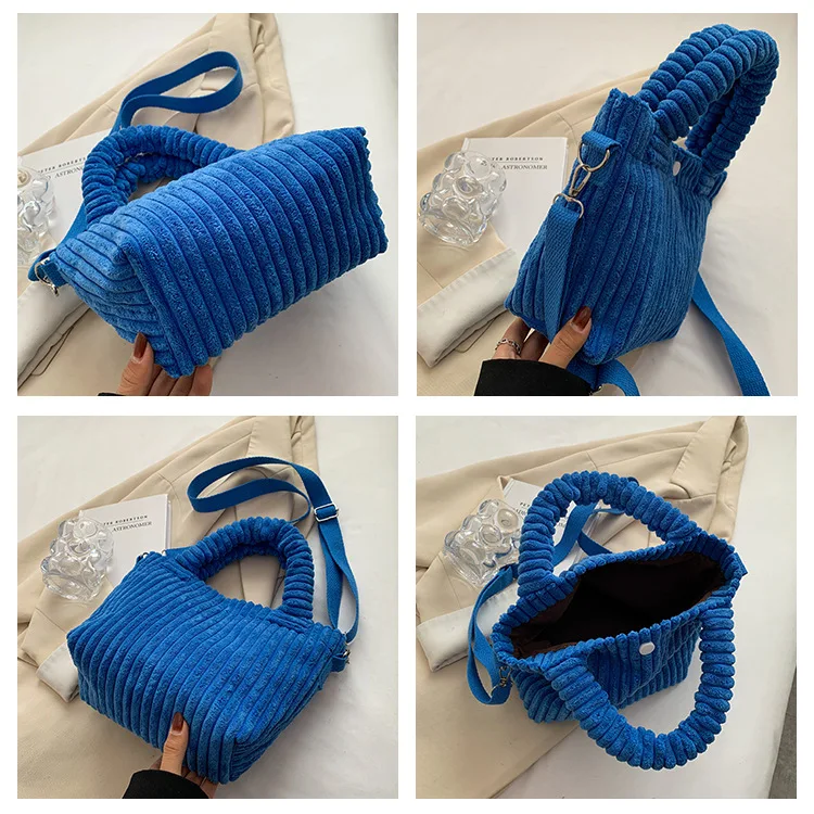 Damen 2026 Herbst-Winter Neuer Stil Koreanische Ins Denim Samt Plüsch Schulter-Umhängetasche Hochwertige Handtasche für Frauen – Detail 7