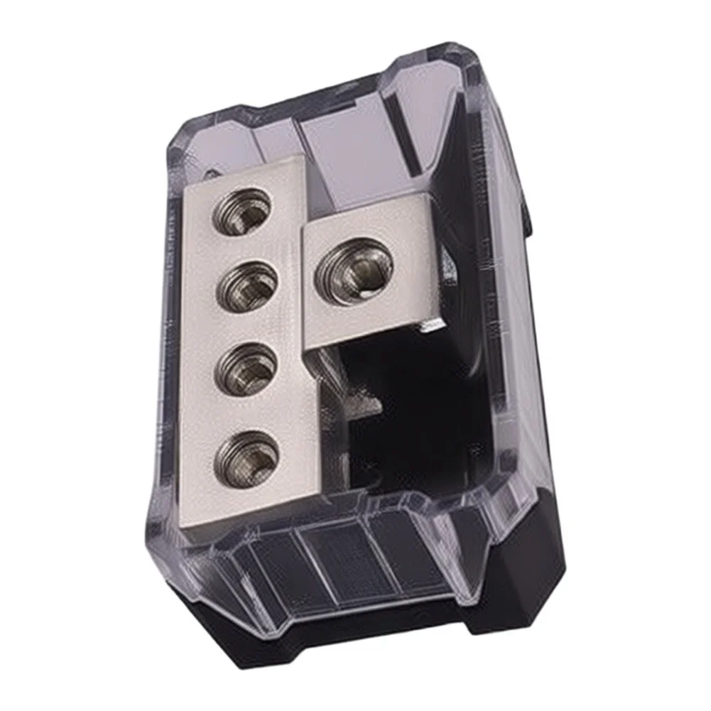 2pcs 4 Way Power Distribution Block for Automotive Audio Systems Zinc Alloy Body Clear Cover 2.91x1.73x1.14 in