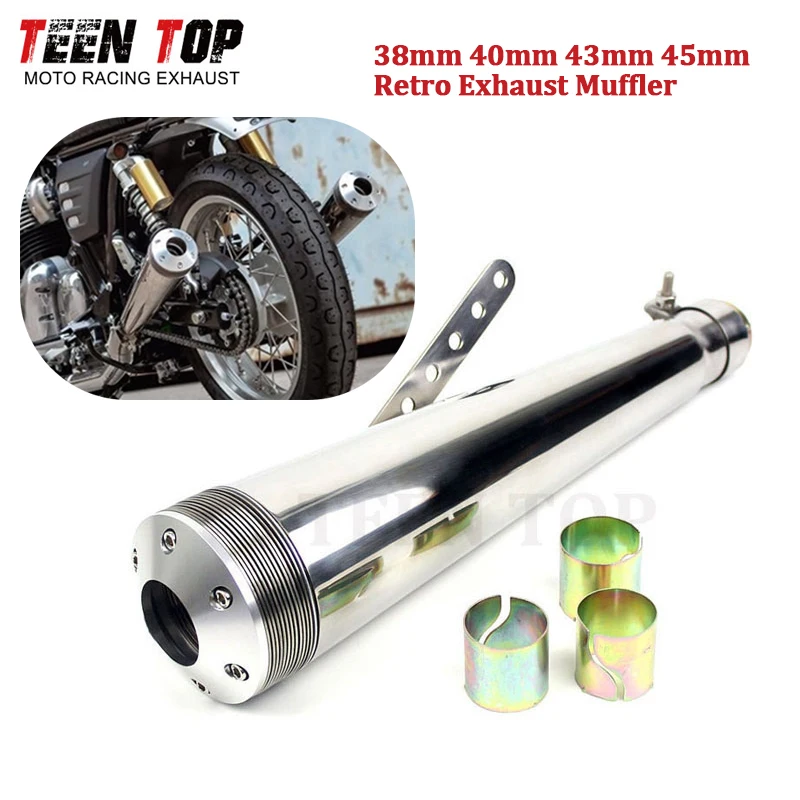

38 40 42 45MM Retro Motorcycle Exhaust Pipe 430mm Punk Racing Muffler Exhaust Elbow For Harley For Honda 125CC 250CC Escape Moto