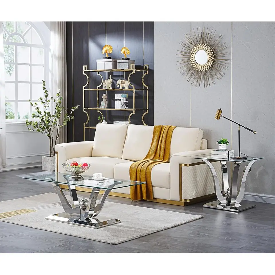 Luxury 3-Piece Silver Coffee Table Set