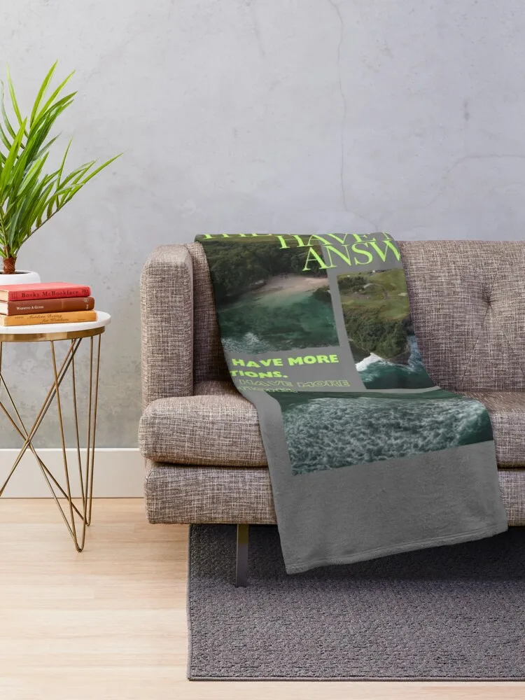 Facts Lens - Soul, Scenery, and Self in the Modern Trend Mountain Ocean of Truth and Quotes (Blue and Green) Throw Blanket