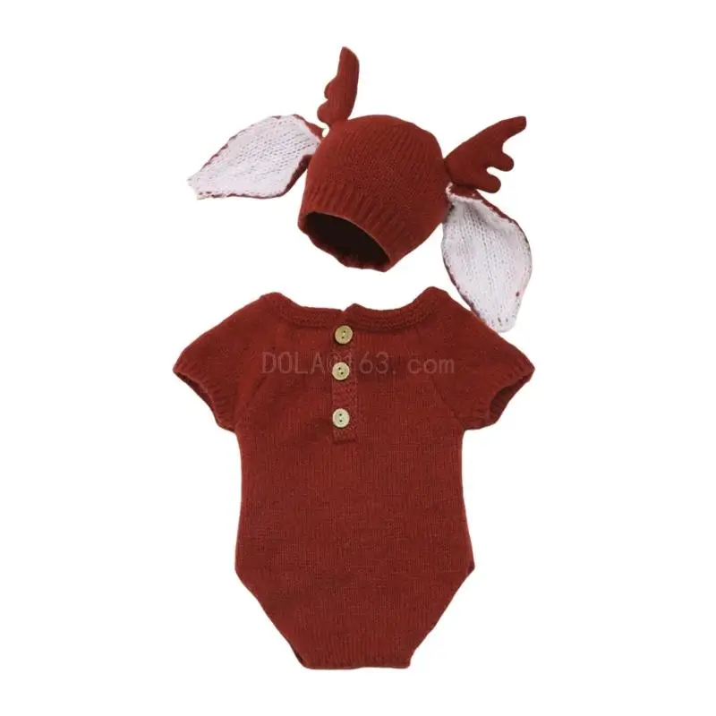 

Toddlers Photography Props Infant Photography Costume Big Ear Antler Hat & Romper Outfit Photo Clothes Baby Supply