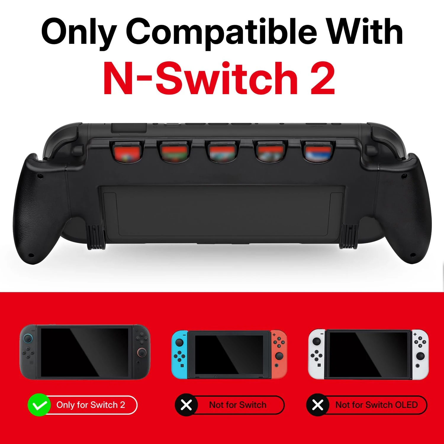 Hand Grip Case For Nintendo Switch 2 With Stand Holder Anti-Slip Protective Case with 5 Game Card Slots for Switch 2 Accessories