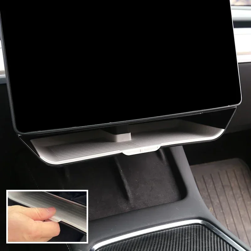 For Tesla Model 3 Y White Storage Box Car Double Layered Dashboard Screen Armrest Central Control Boxes Car Interior Accessories