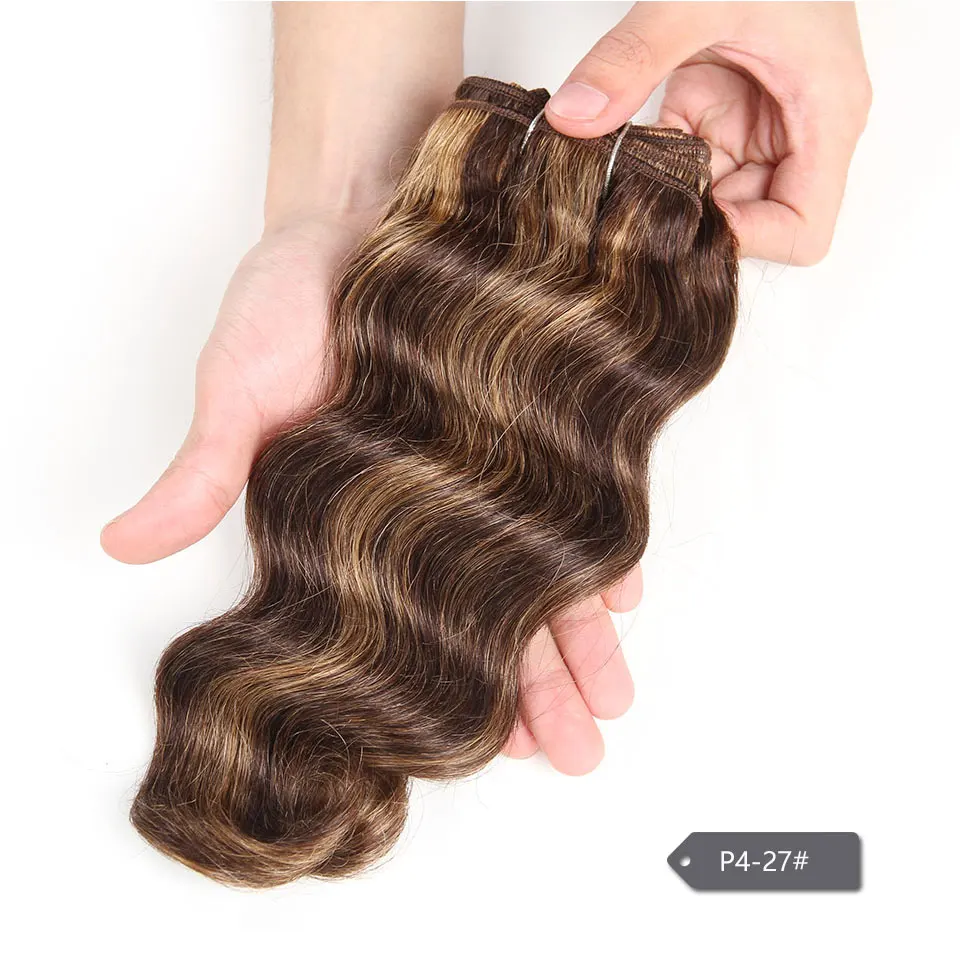 Paquetes de Cabello Humano Brasileño Body Wave P4/27 P6/27 Rojo 99J Ombre T1B/27 Extensiones de Cabello Remy Doble Drawn para Negras 4