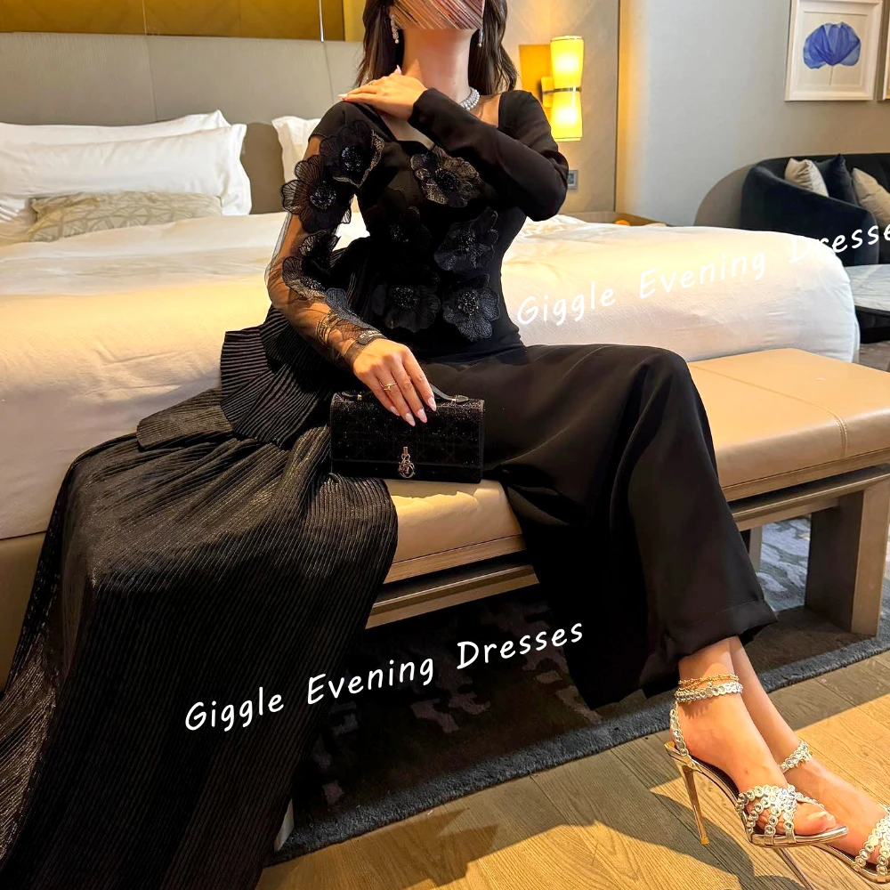 Giggle Satin Sweetheart Appliques Elegance Prom Gown Saudi Arab Close-Fitting Ankle-Length Evening Party Dresses for Women 2024