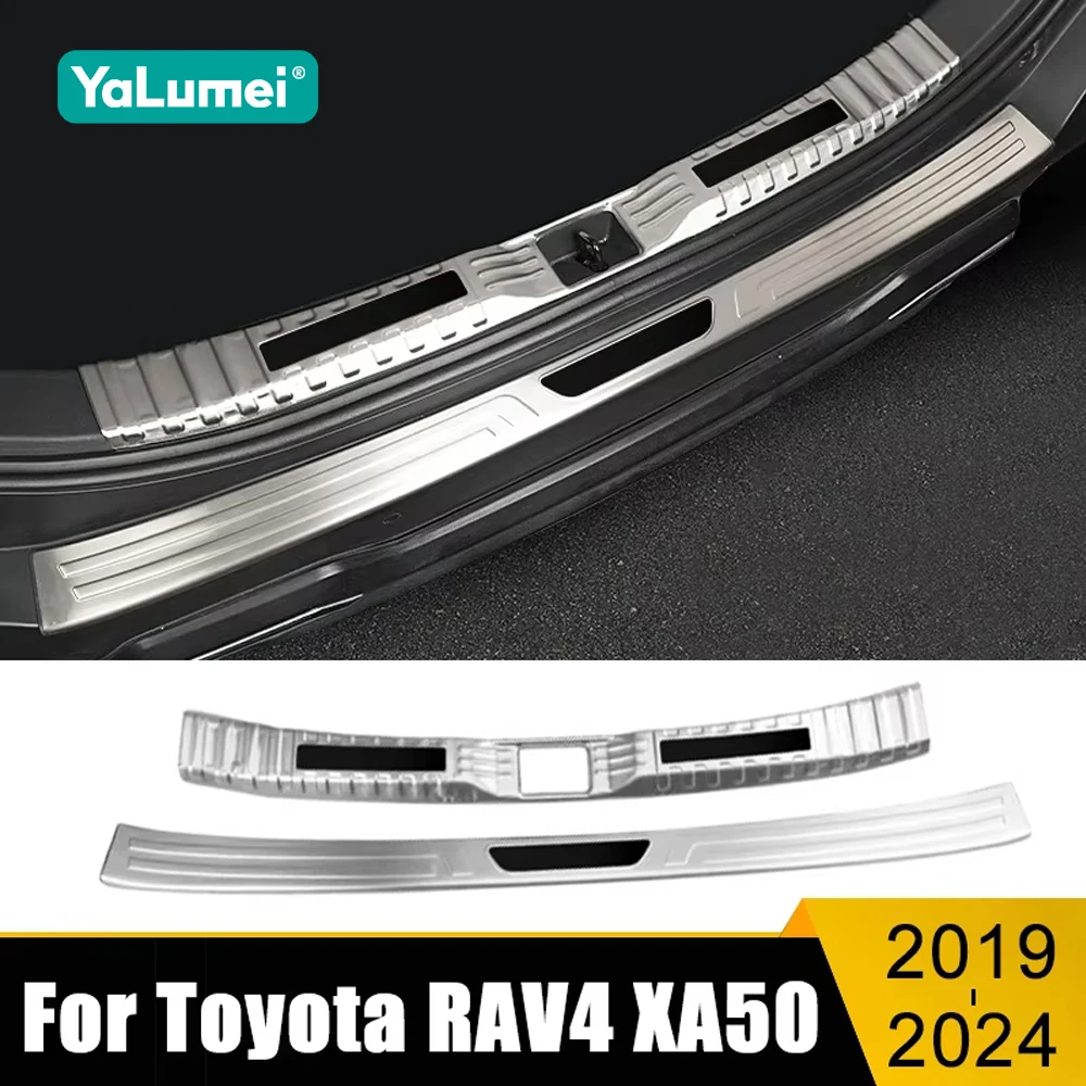 

For Toyota RAV4 XA50 2019 2020 2021 2022 2023 2024 Hybrid Car Trunk Inner Guard Rear Bumper Plate Cover Stainless Accessaries