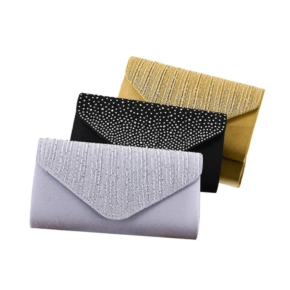 أنيقة حجر الراين حزب مأدبة حقيبة سلسلة واحدة الكتف المرأة مساء حقيبة يد مربع سعة كبيرة حقيبة كروسبودي الطرف #4