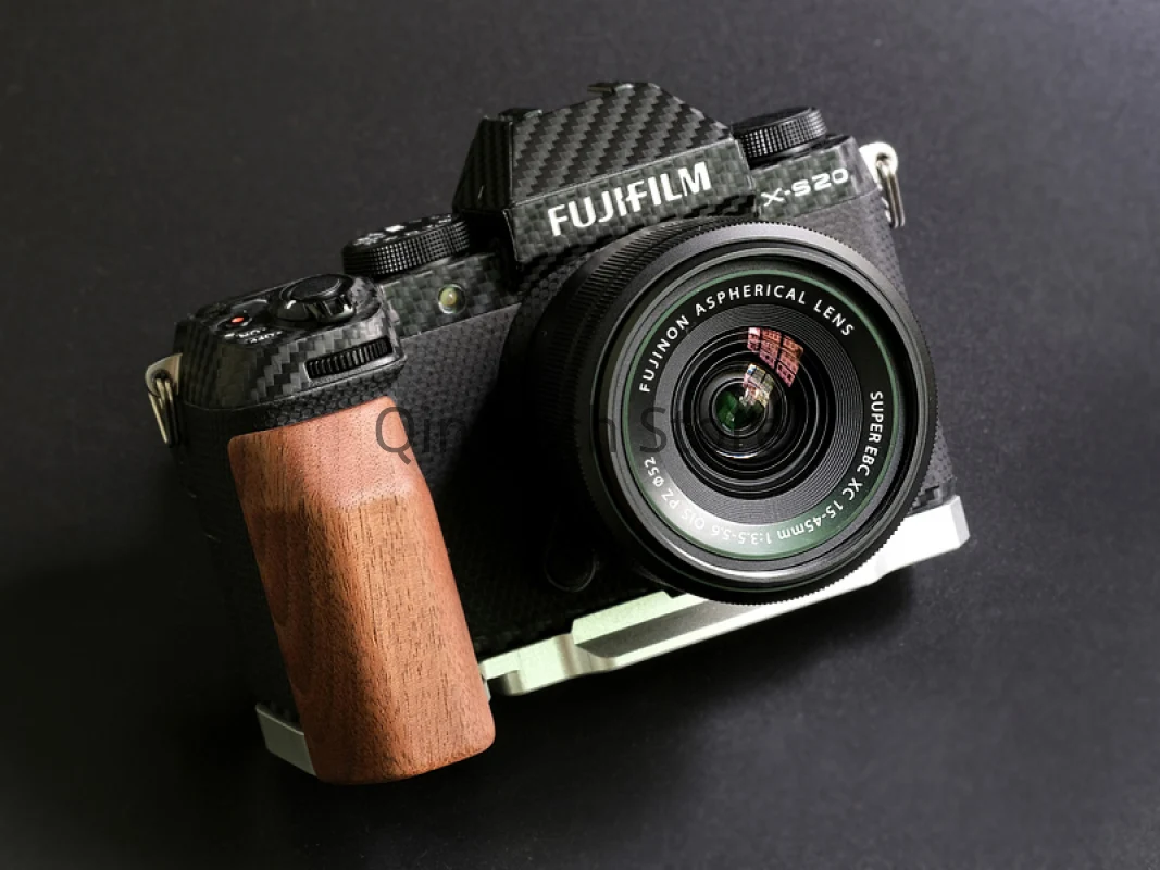 Wooden L Shape Plate Bracket Tripod Quick Release Base Ebony Hand Grip Fr Fujifilm Fuji Xs20 X-s20 Digital Camera Arca-Swiss RSS