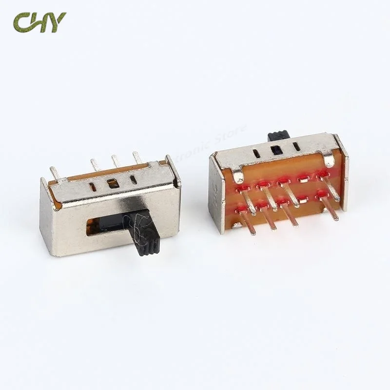 10/50/100Pcs/Lot SS23D07 8 PINS 3 Position 2P3T Toggle Switch Double Vertical Sliding Switch Handle Length:3MM/4MM/5MM Bracket