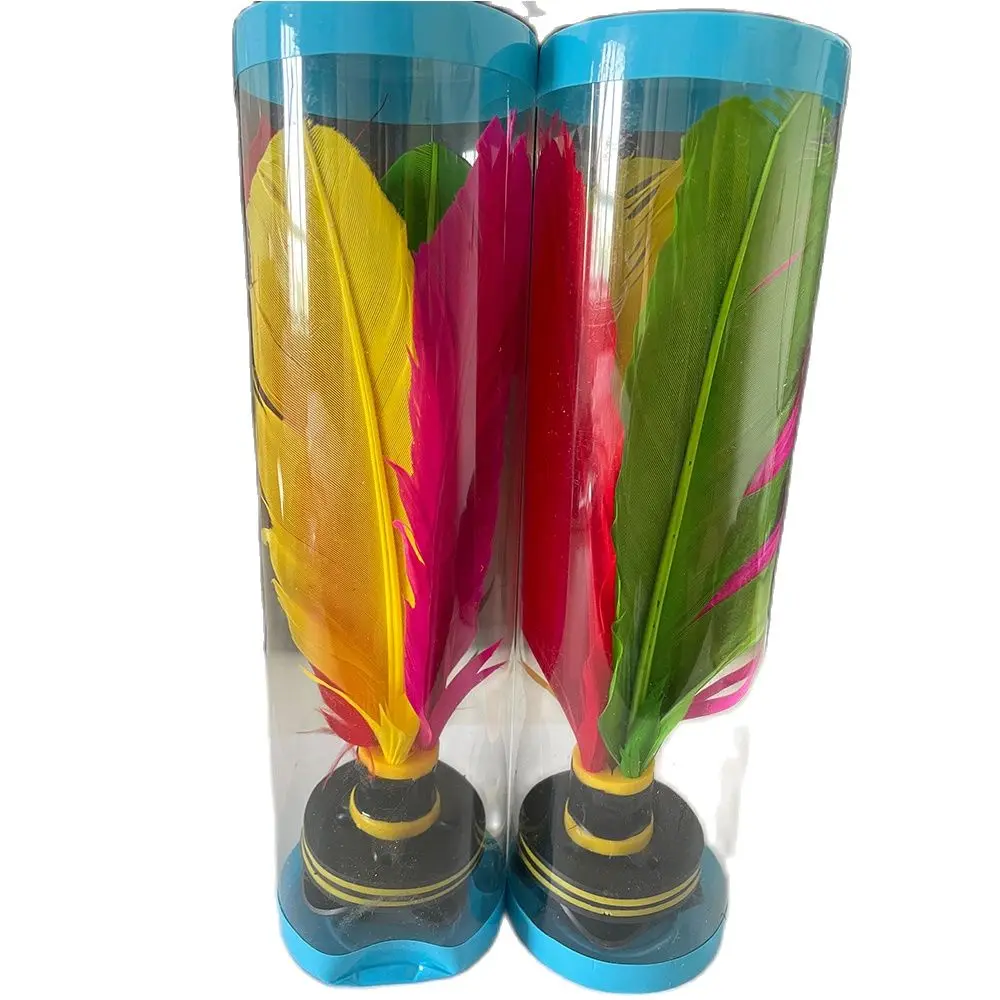 A Pair Beach Ball Badminton Kick Shuttlecock Colorful Feather Chinese Jianzi for Foot Exercise Outdoor Games