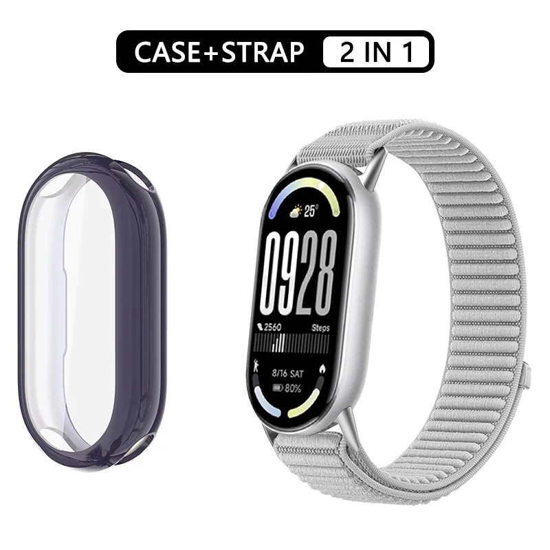 Nylonarmband + Schutzhülle für Xiaomi Mi Band 10, 9, 8, NFC-Sportarmband, elastisches Handgelenksband, Xiaomi Smart Band 9, 8, 10 Zubehör. – Detail 5
