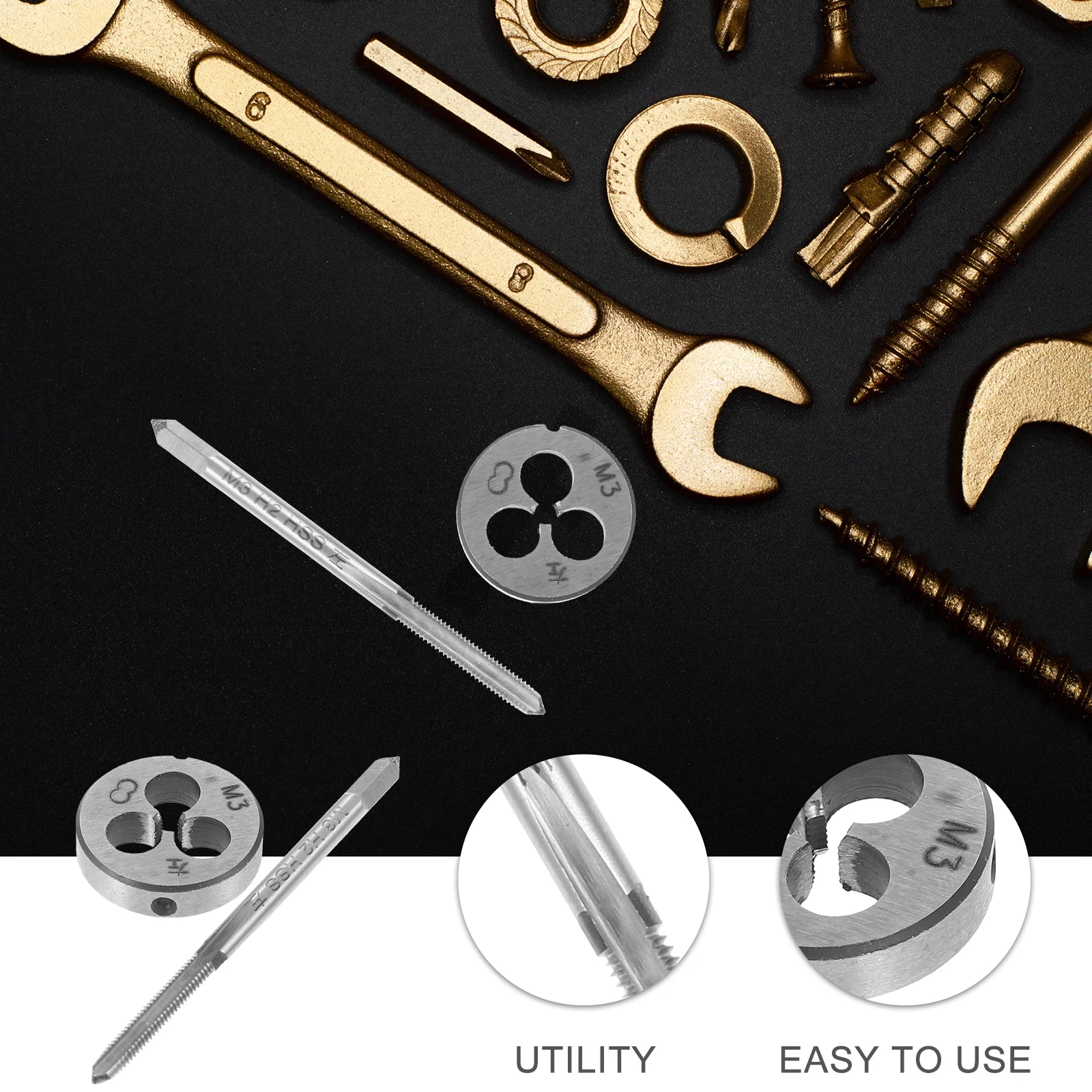 1Set Mano Sinistra Filettatura Rubinetto Die Set Filettatura Grossa Fine Kit di Strumenti di Rimozione in Metallo Custodia per Il Trasporto Strumento di Filettatura Rubinetto e Die Kit