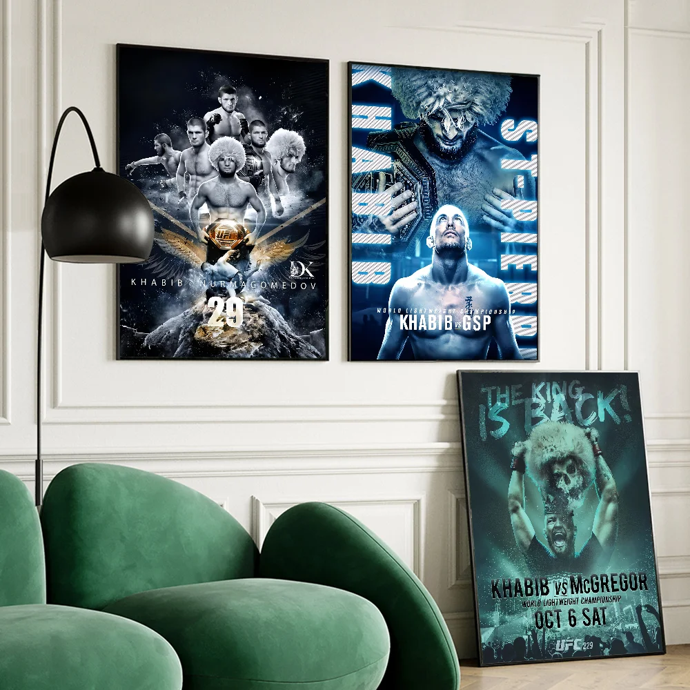 UFC Khabib Cool Whitepaper Poster HD Quality Poster Wall Art Painting Study Room Wall Decor