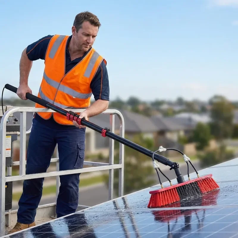 Adjustable Telescopic Aluminum Solar Panel Cleaning Brush Eco Friendly Photovoltaic Maintenance Tool for Rooftop Power