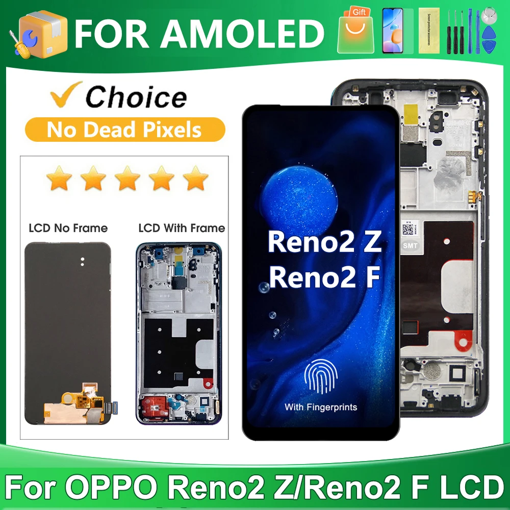 

Для AMOLED Reno2 Z PCKM70 для OPPO Reno2 F CPH1989 ЖК-дисплей, сменный преобразователь сенсорного экрана в сборе