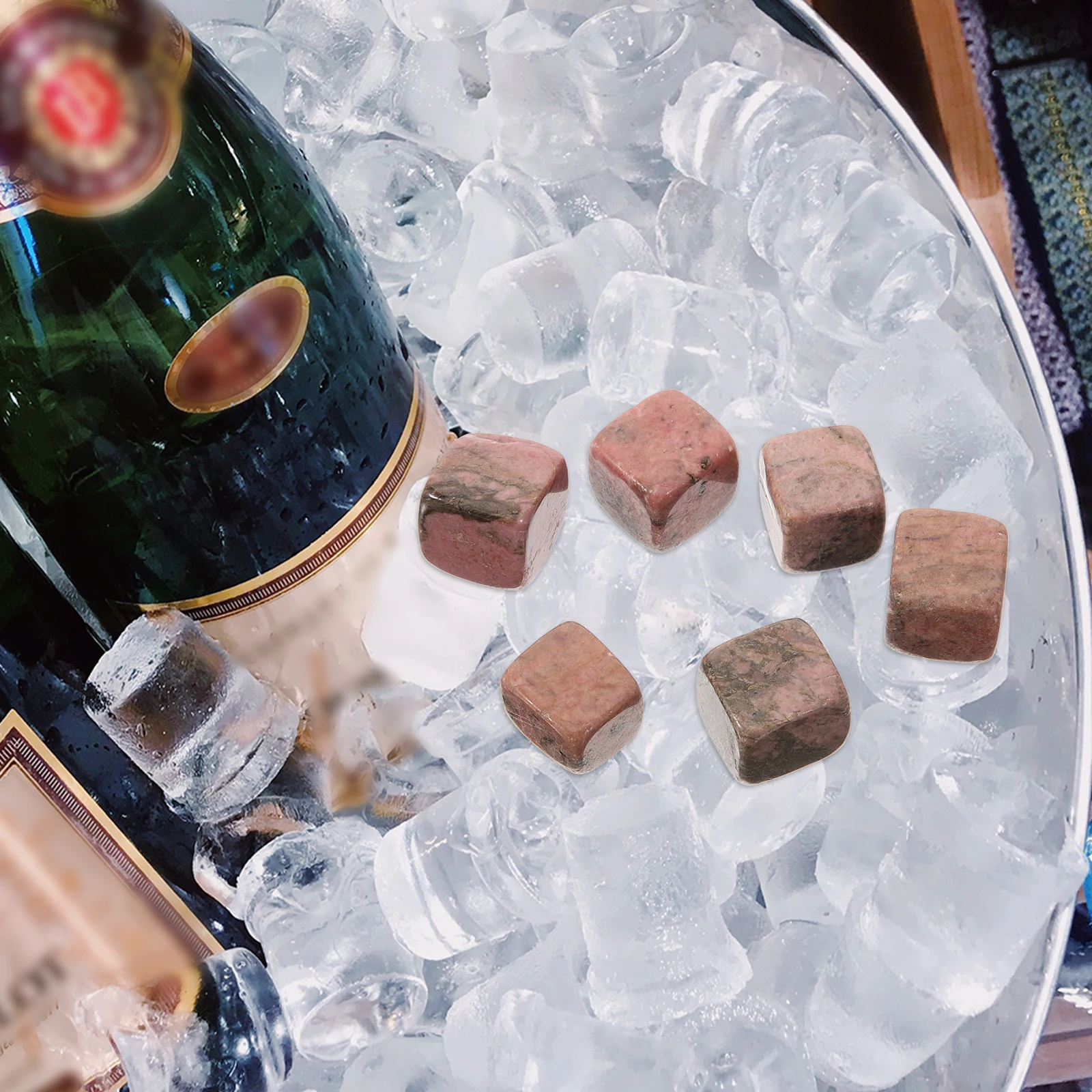 

6Pcs Whiskey Ice Cube Stones Reusable Chillers for Drinks Fine Crafted Bar Accessories Portable Elegant Stone Coolers for Home