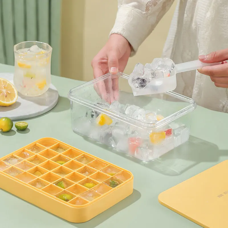Ice Cube Tray Silicone Mold with Lid Storage Box 35/70-cube Easy Release Ice Cube Molds Kitchen Bar DIY Iced Drink Maker Tools view 2