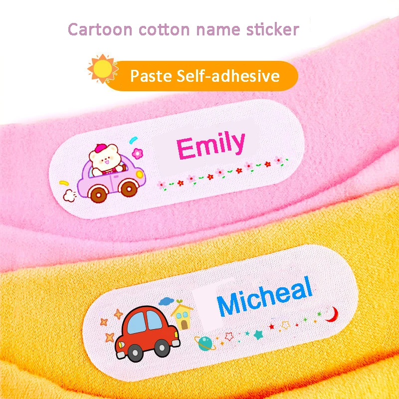 Customized Cotton Name Sticker Self-adhesive Paste For Kids Clothes School Uniform Bag Children Cloth Towel Sewn Free Label